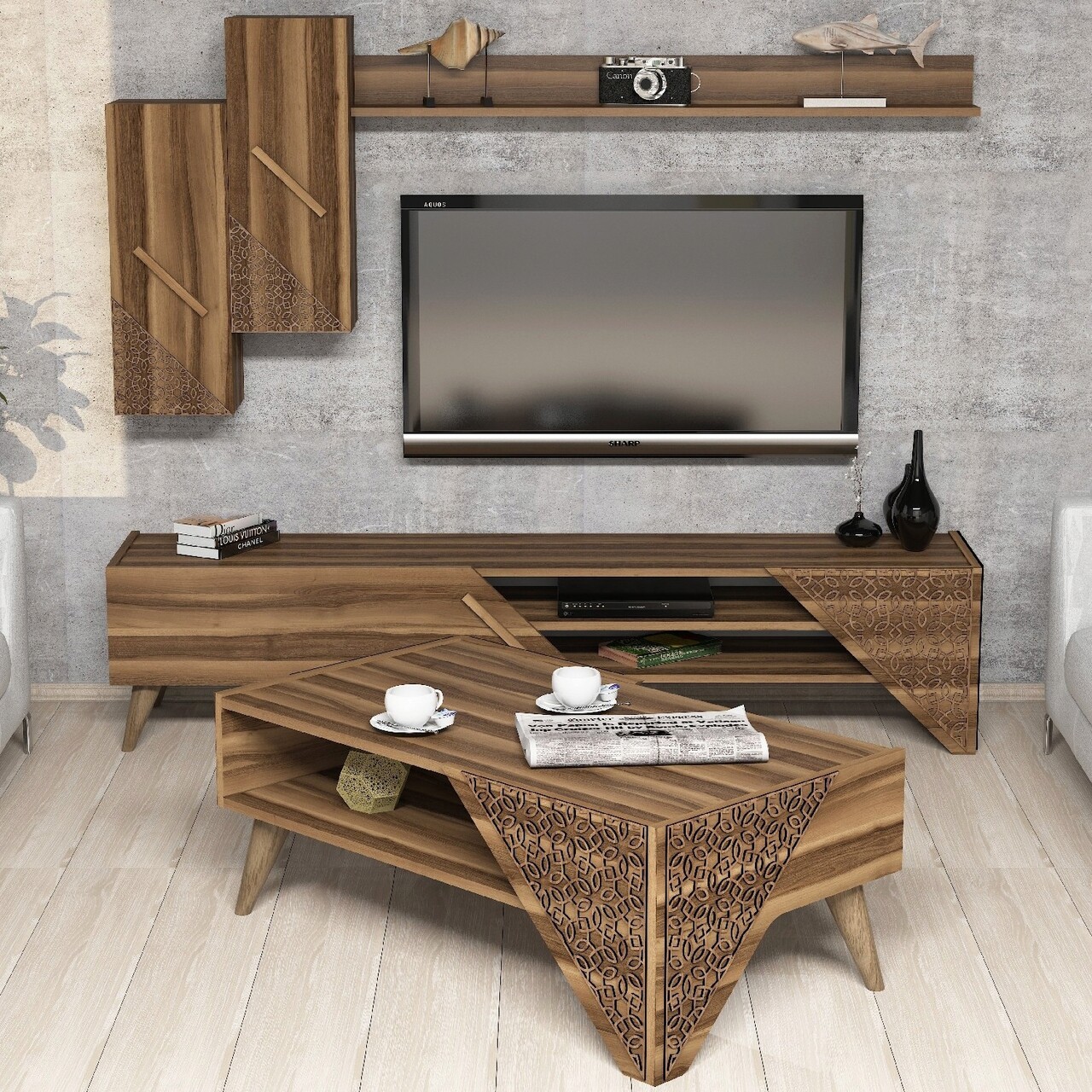 Set mobilier living, Hanah Home, Beril, Maro - imagine 5